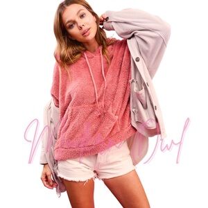 Soft Sherpa Pullover w/ Hood & Front Pocket